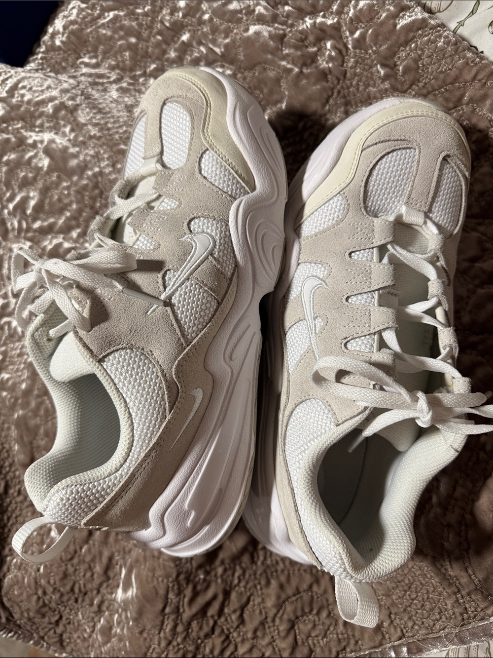 Nike Tech Hera Women’s Cream and White Chunky Runner Sneakers - Picture 2 of 5